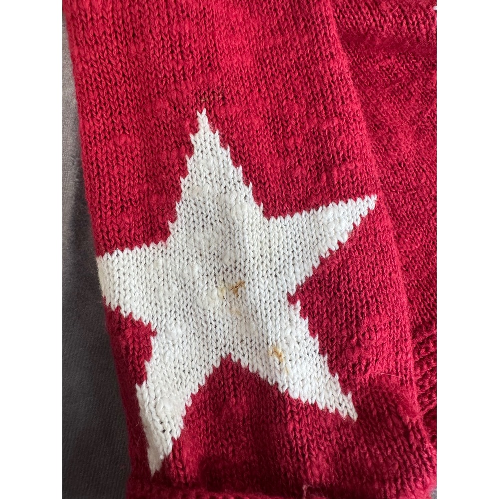 Vintage 1999 Christopher Banks Red White Star Knit Cardigan Sweater 4th July  M - Picture 4 of 6